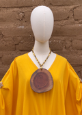 Collar tronco de madera con hematita